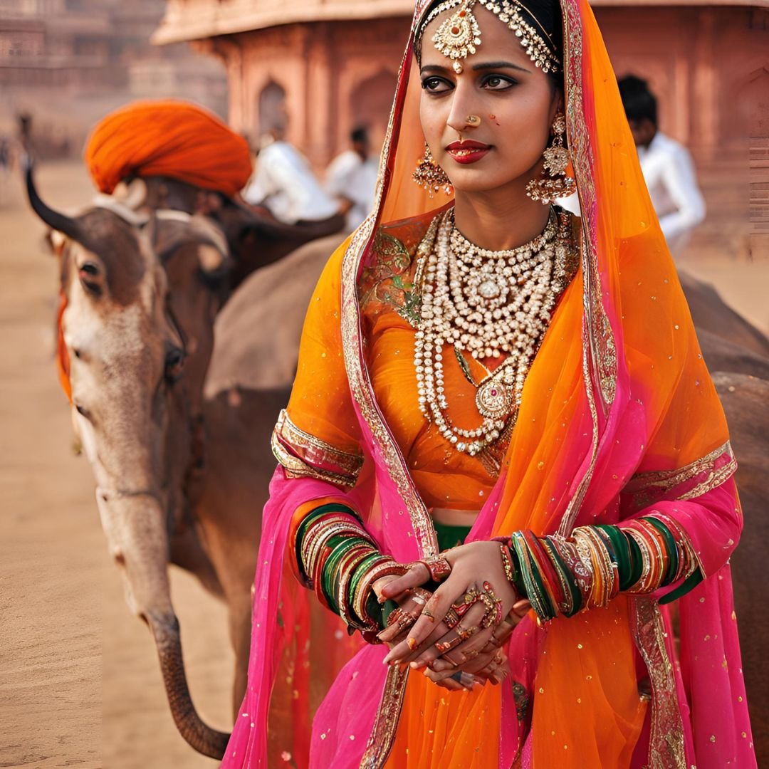 a rajasthani women showing rajasthan tradition and culture